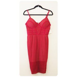 !! NWT Babe Society Rowyn Burgundy Red Spaghetti Strap Net Mesh Bustier
